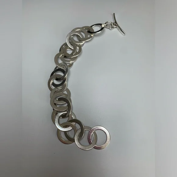 Silpada RARE VHTF Sterling Silver INTERLOCKING DISC Toggle Closure Bracelet 8.5”